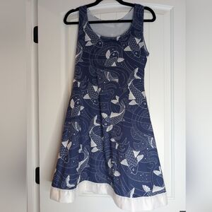 Blackmilk Modified Navy Blue Fish Print Dress